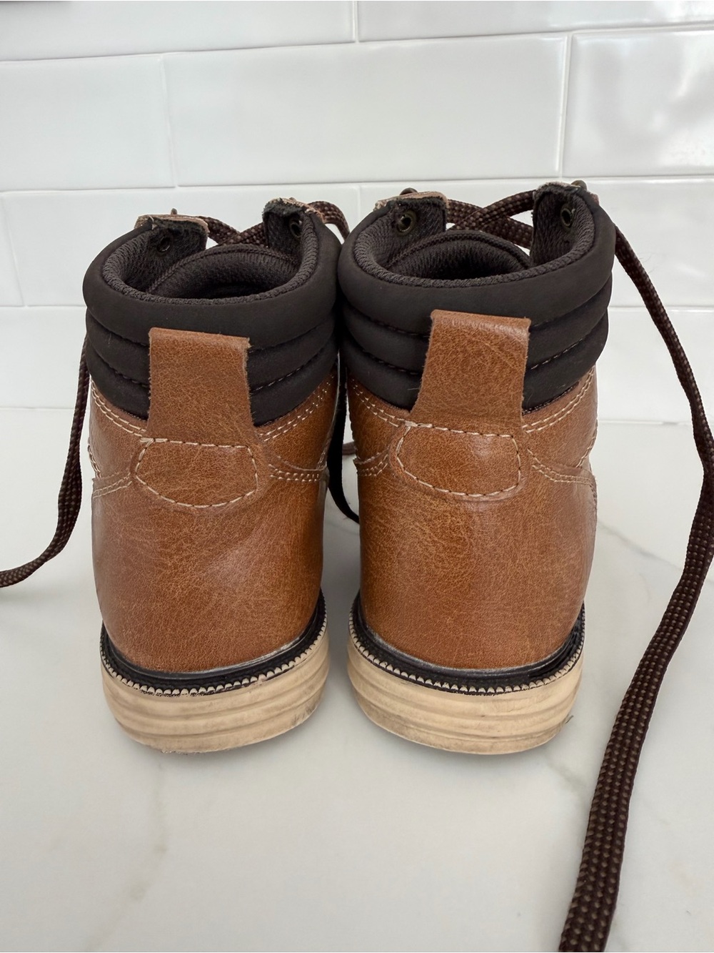 Crown Vintage James Kids Brown Lace-Up Ankle Boots Size 13 - Picture 4 of 9